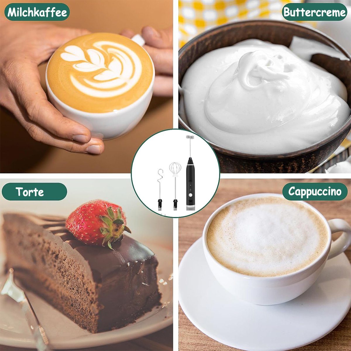 KÜLER Milchaufschäumer Milchaufschäumer-Mixer, Kaffee- und Milchaufschäumer, Schneebesen, Haushalts-Milchaufschäumer, Milchaufschäumer, Mini-Milchaufschäumer