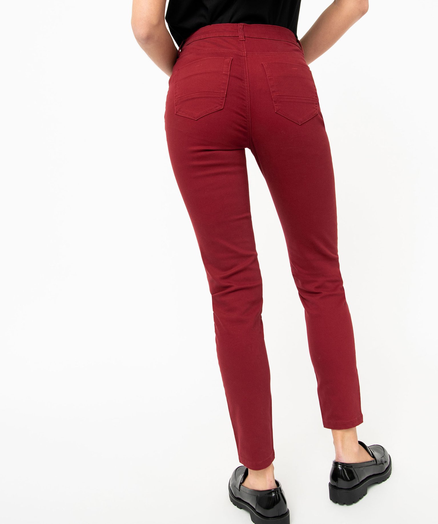 Pantalon femme coupe Slim taille normale rouge | GEMO
