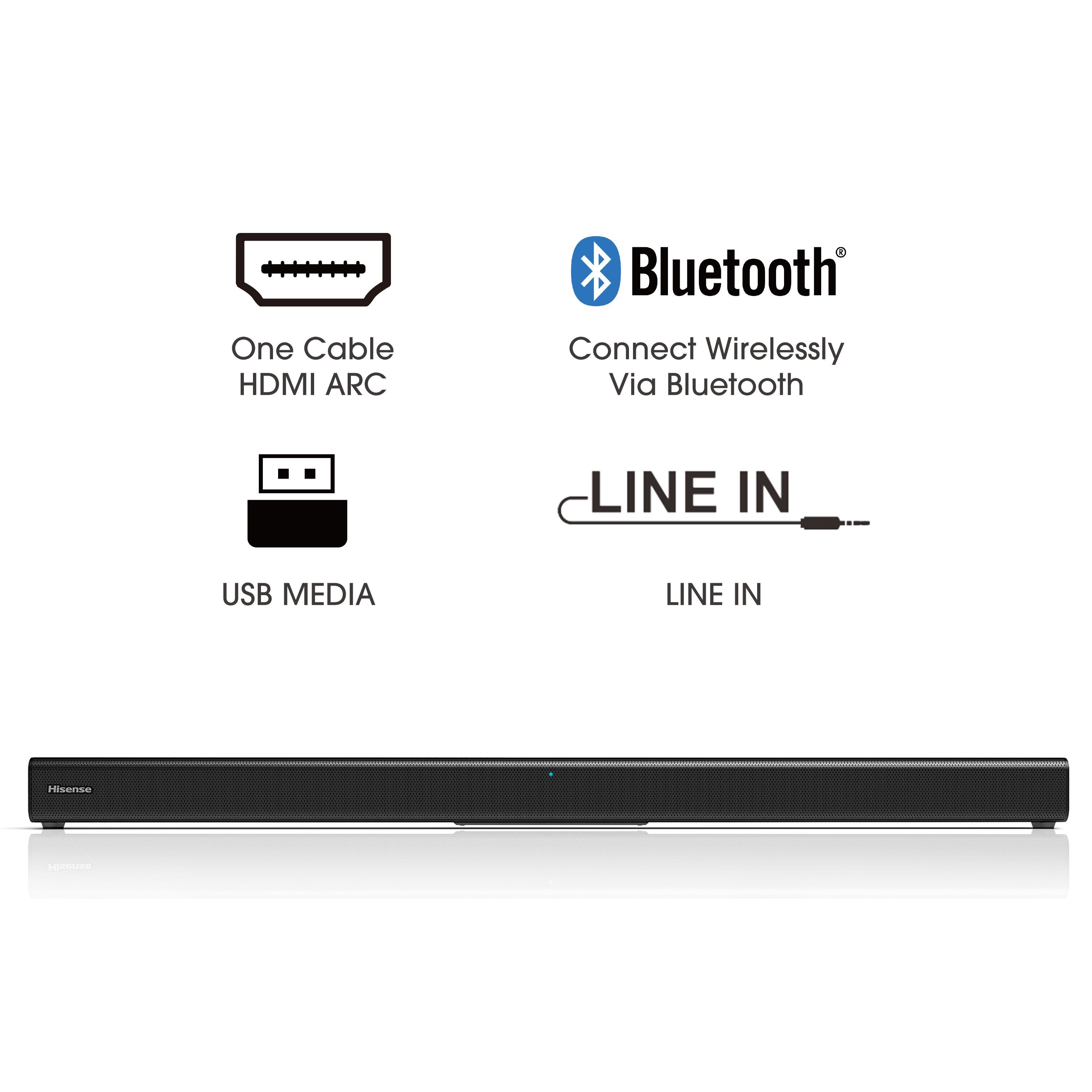 Hisense HS205G 2.0 Kanal Soundbar, 120 Watt, schwarz 2.0 Soundbar (Bluetooth, 120 W)