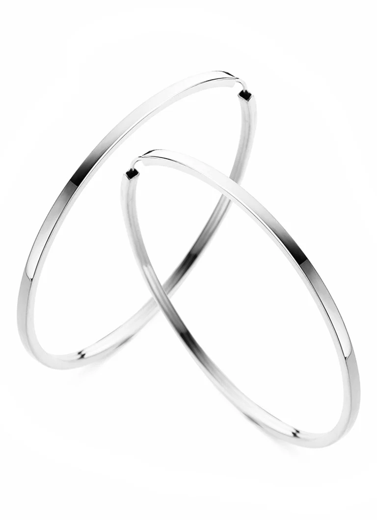 Casa Jewelry Snap Thin Square silver hoop earrings