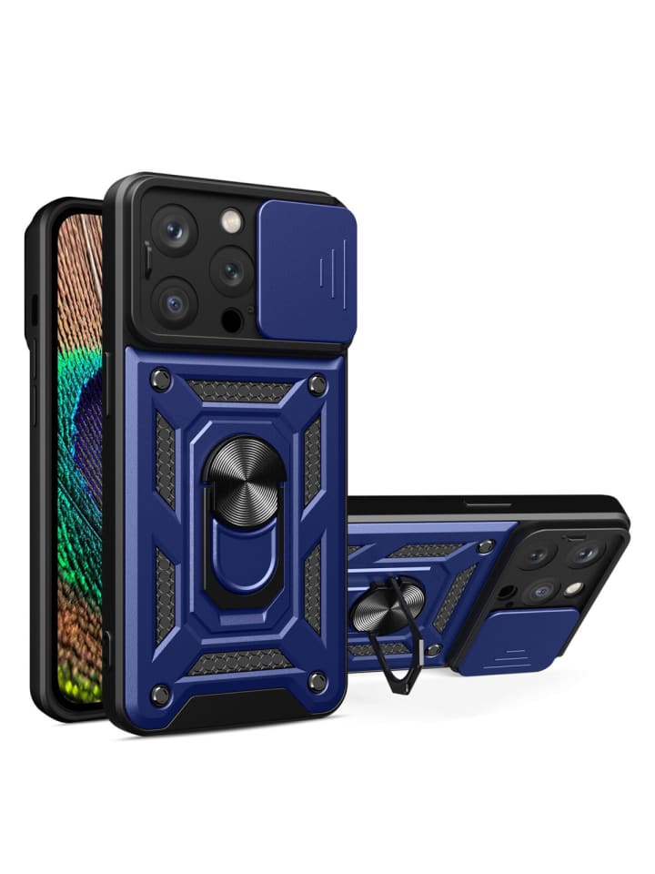 COFI 1453 Hybrid Armor Camshield Bumper Handyhülle Hülle mit Ring kompatibel mit in Blau günstig kaufen S