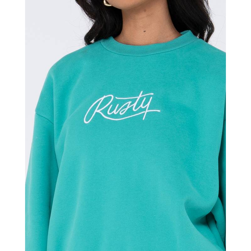 RUSTY RUSTY SCRIPT OVERSIZE CREW NECK FLEECE Rundhalspullover Damen