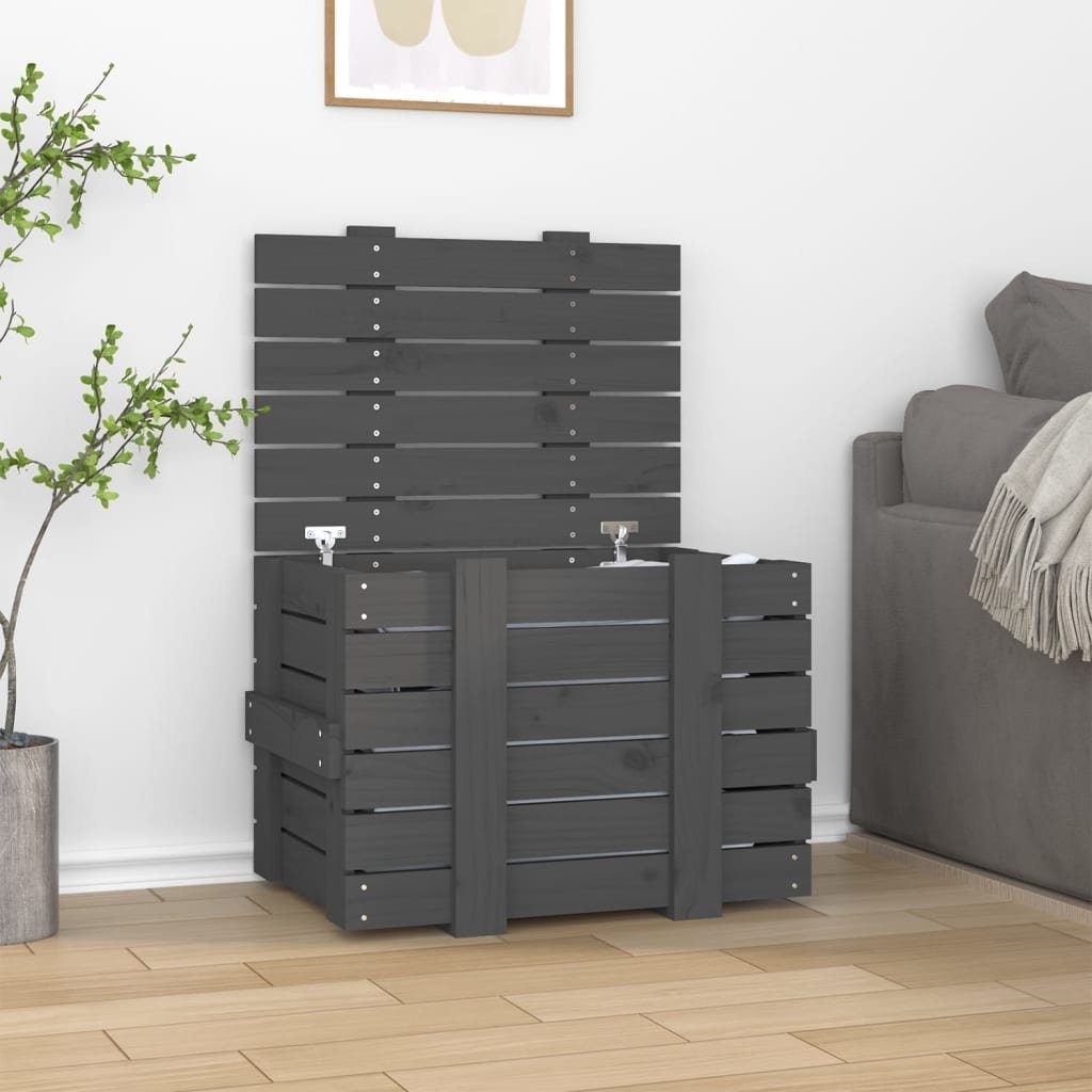 vidaXL Aufbewahrungsbox Truhe Grau 58x40,5x42 cm Massivholz Kiefer (1 St)