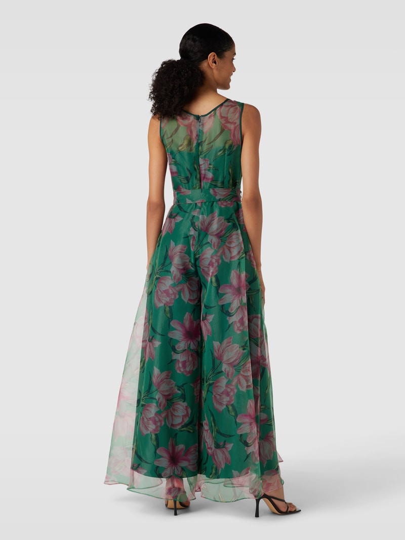 Jumpsuit mit Bindegürtel in grün