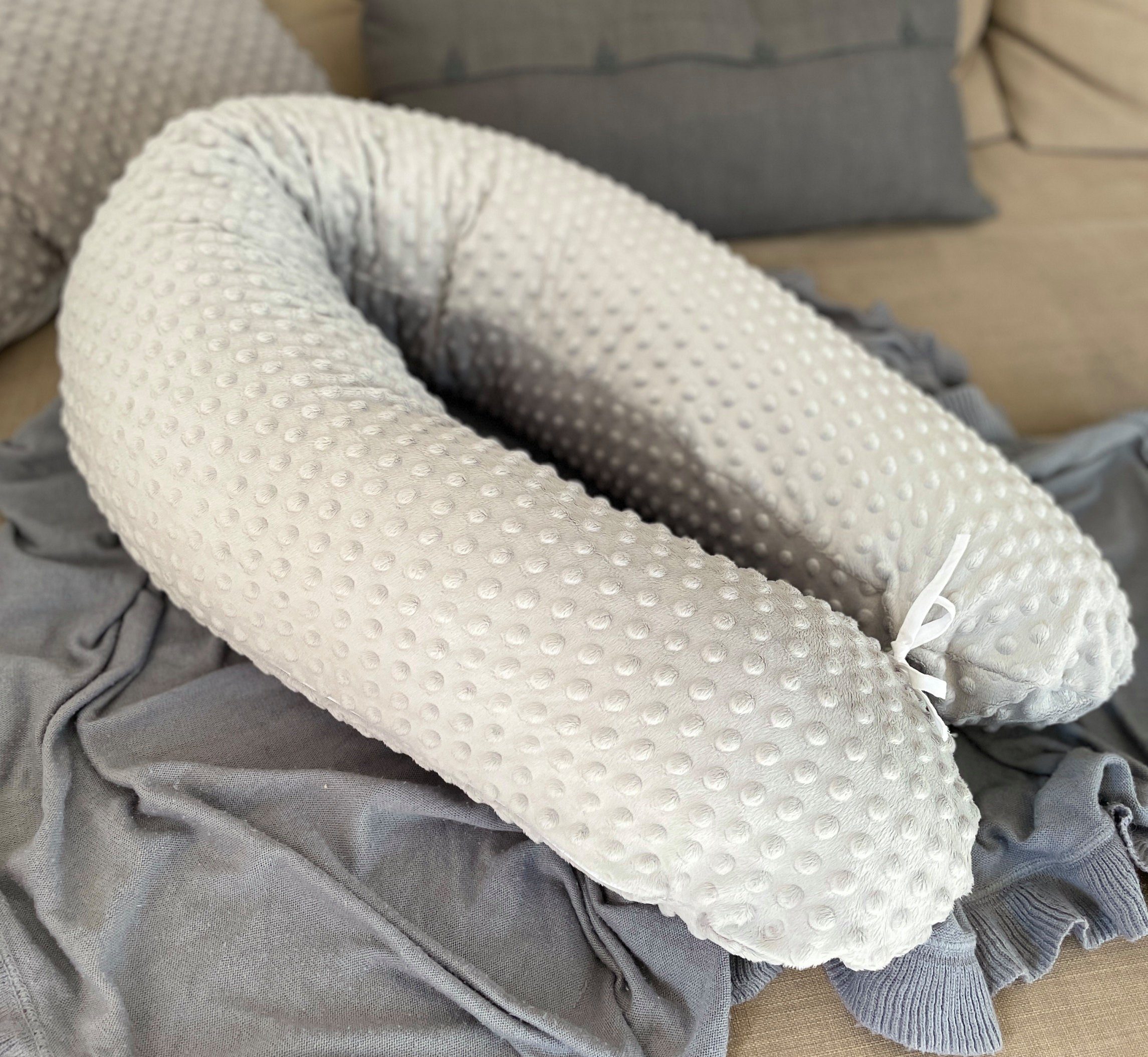 Loolay Stillkissen 100% MINKY Bezug Schwangerschaftskissen Seitenschläferkissen, WEICH Füllung + 100% Polar Flece Kissenbezug (hochwertig 350 g/m2), PREMIUM GESCHENK Stillkissen XXL 170 cm + abnehmbar Bezug, LOOLAY® - 100% Europäische Stoffe und Klei