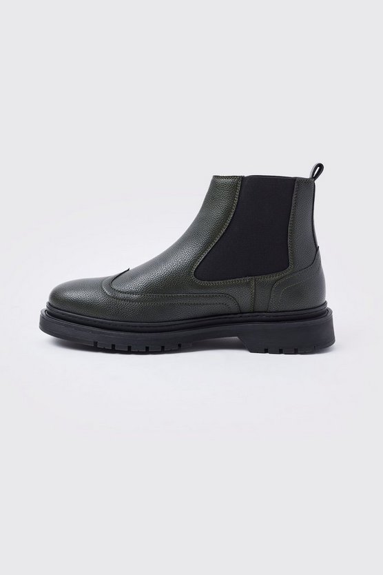 Kunstleder Chelsea-Stiefel mit dicker Sohle