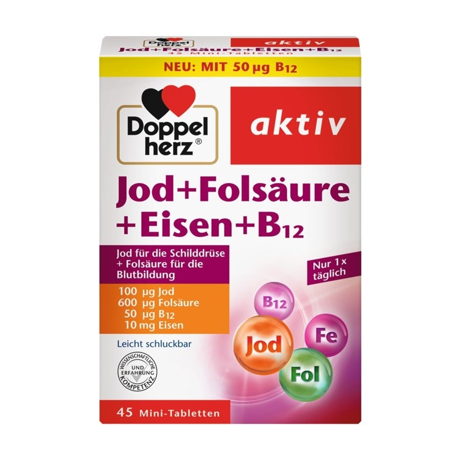 Jod + Folsäure + Eisen + B12