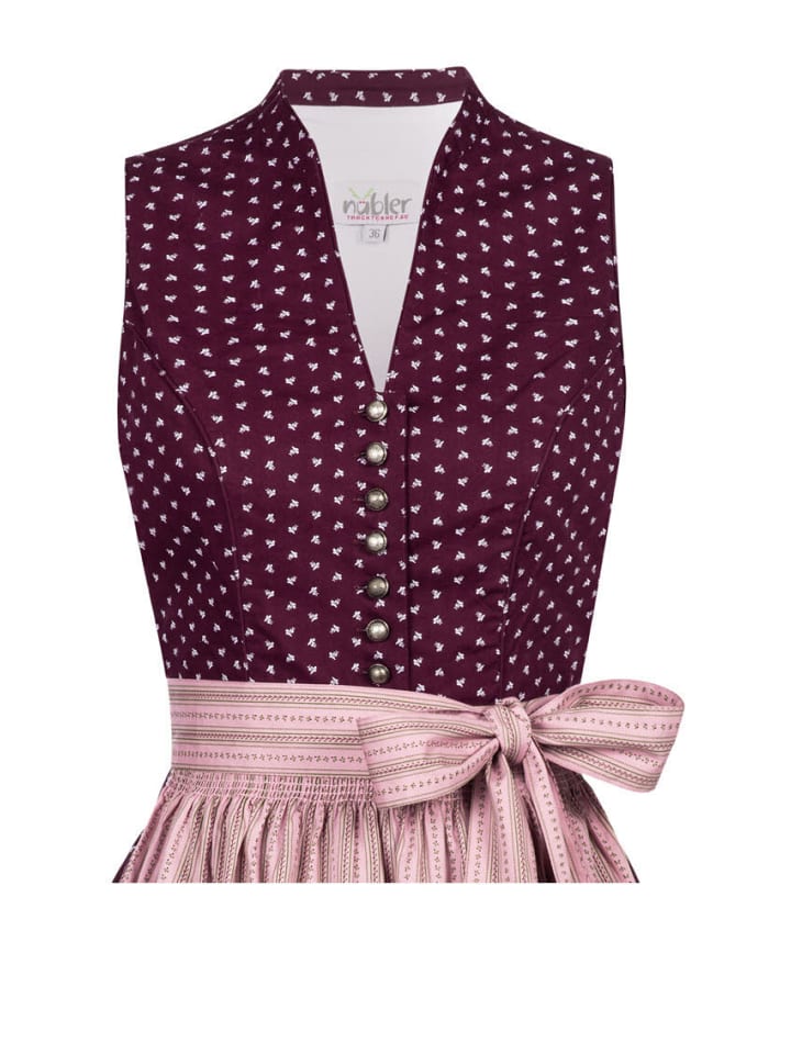 Nübler Dirndl midi Rita in Weinrot-Rosa günstig kaufen