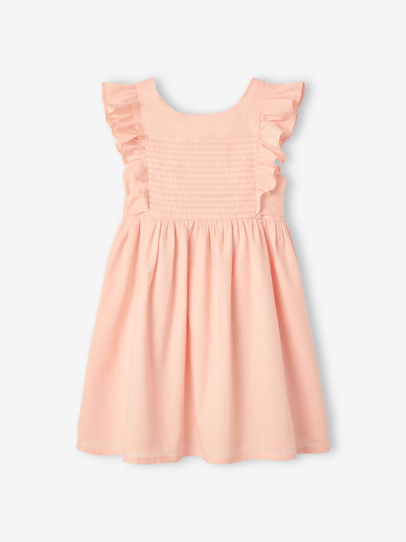 Robe de cérémonie volantée dos nu fille bleu ciel