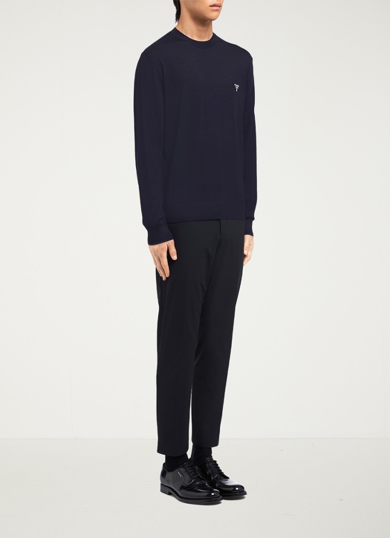 Prada wool pullover with logo embroidery