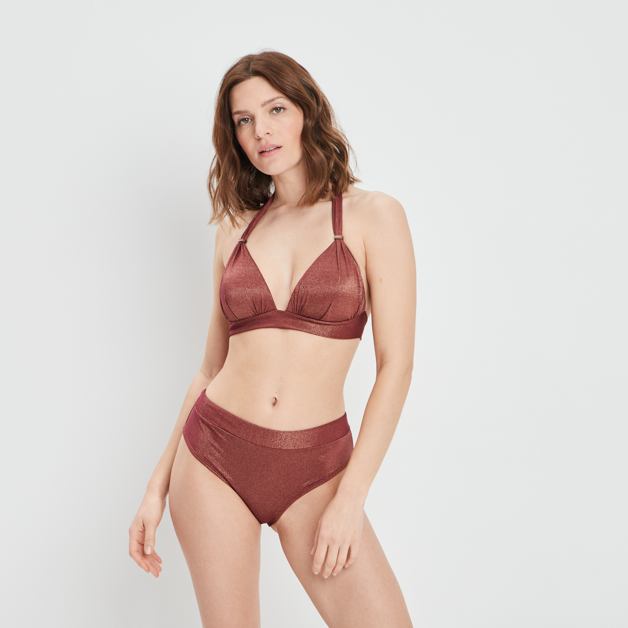 Boxer bas de maillot de bain effet doré terracotta femme | La Halle