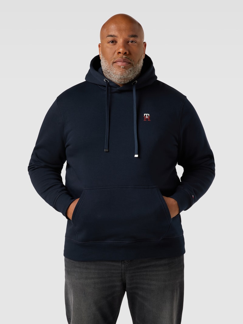 PLUS SIZE Hoodie mit Label-Stitching Modell 'BILLY' in marineblau