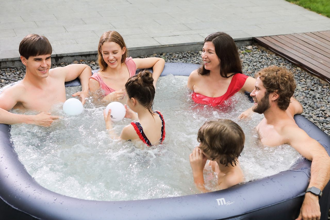 PureHaven MSpa PureHaven aufblasbarer Whirlpool 185x185x68 cm für 6 Personen selbstreinigend inkl. Filterkatuschen und Abdeckung Leergewicht 42 kg