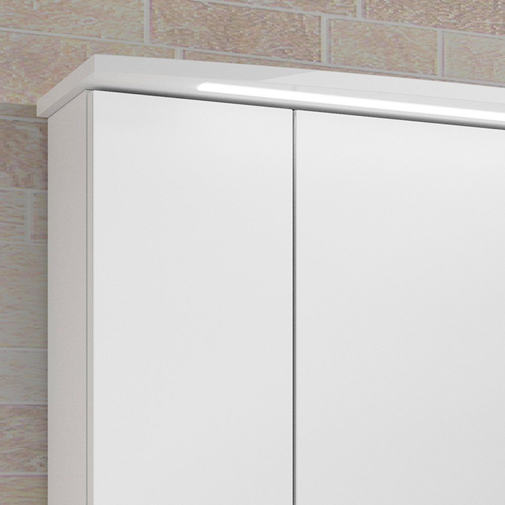 Lomadox Spiegelschrank FES-4010-66 Badezimmer mit Koprus in weiß glanz, inkl. LED - B/H/T: 82/72/27cm
