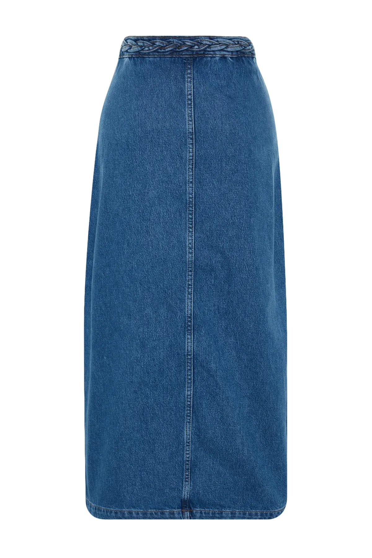 Trendyol Modest  Indigo-Jeansrock mit zwei Taschen aus Denim TCTSS23EE00000