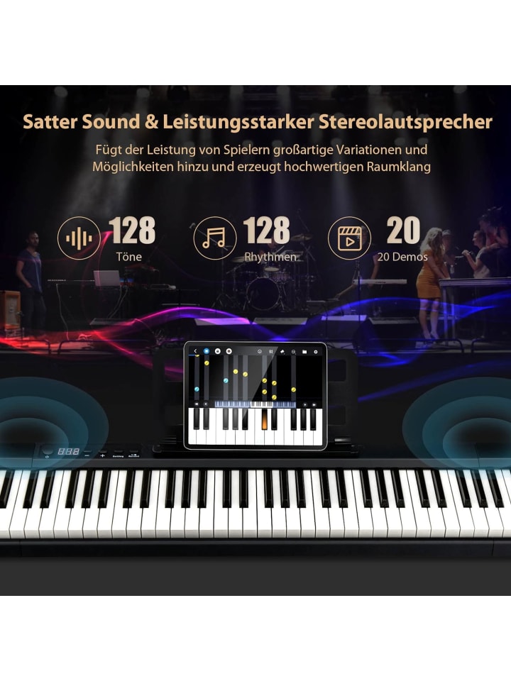 COSTWAY Elektroklavier 88 Tastatur in Weiß günstig kaufen 128 cm