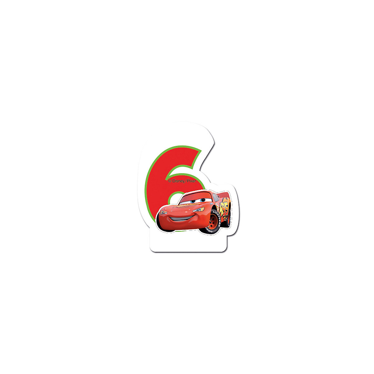 Kuchenkerze Zahl 6   Cars Neon
