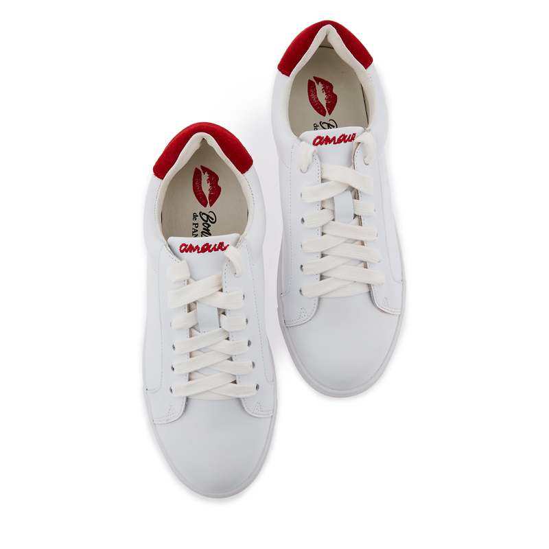 Baskets en cuir Simone petit amour rouge