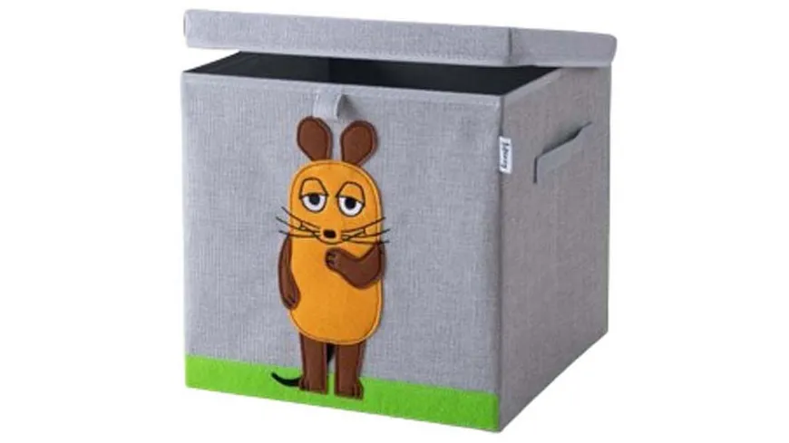 Lifeney Aufbewahrungsbox mit Deckel Die Maus 30x30x30cm grün, grau, orange