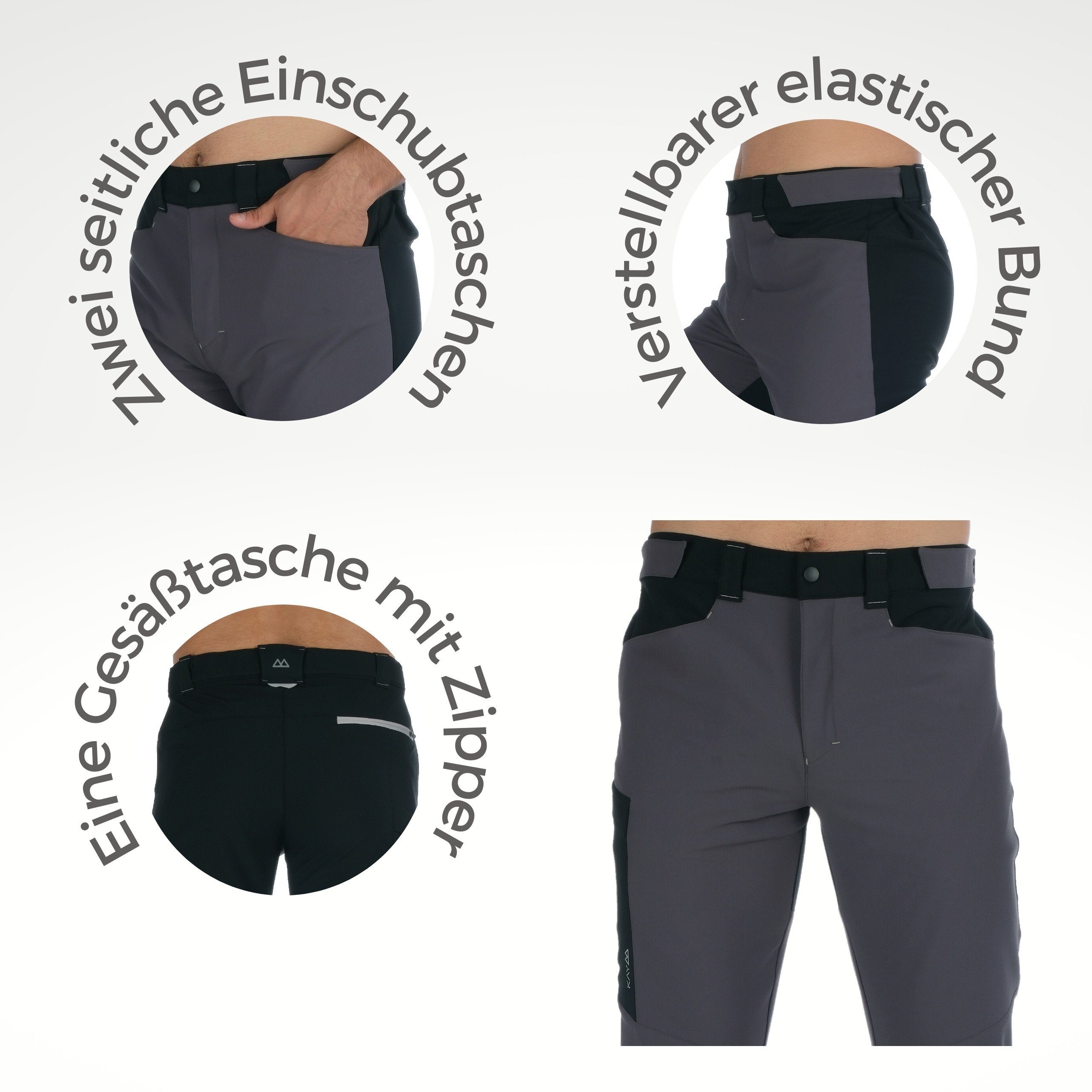 Kaymountain Trekkinghose Herren Wander Outdoor Winter Hose Milez Hybrid four Season Graphite 58
