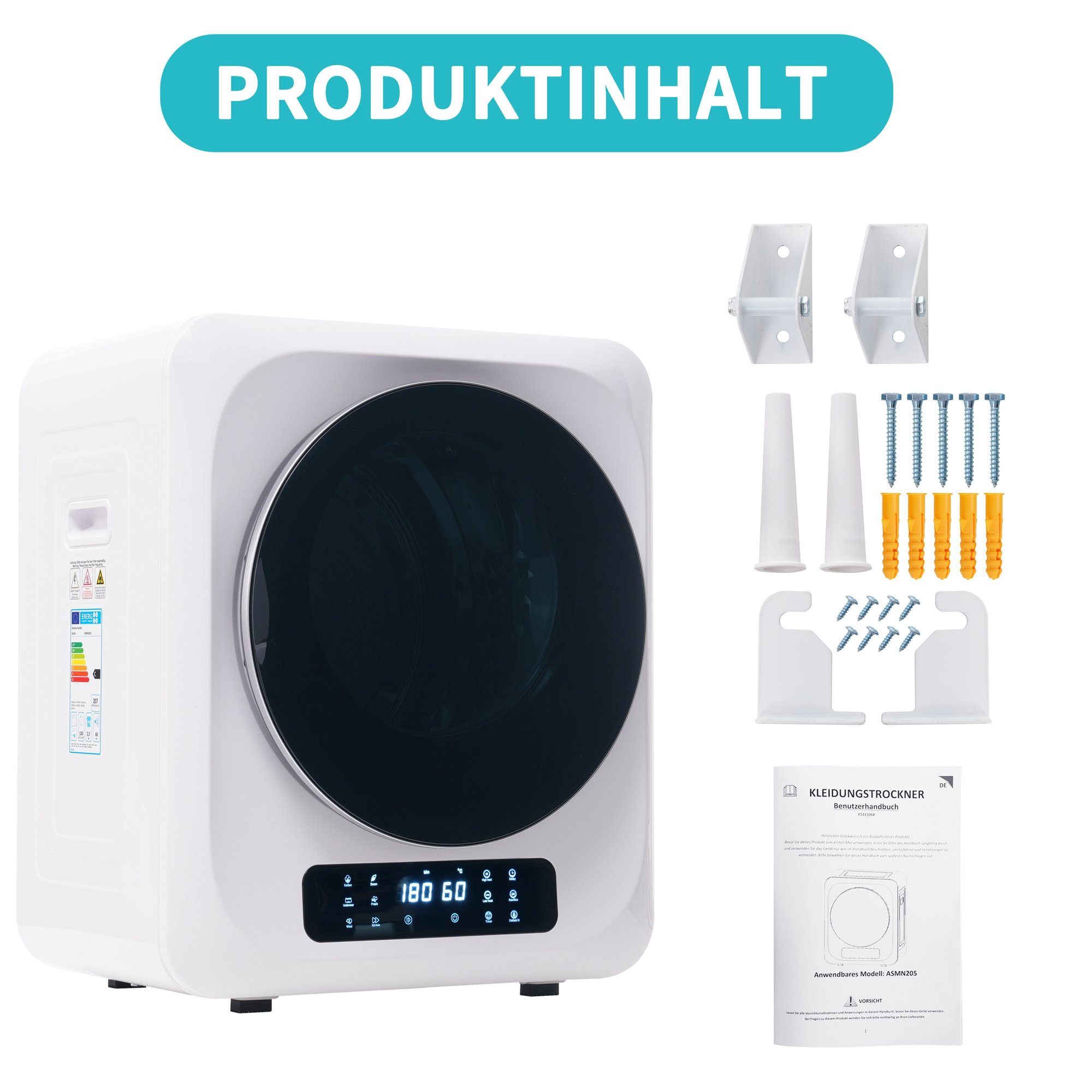 PFCTART Ablufttrockner Ablufttrockner,Edelstahltrockner,850W, Mehrfachfiltration,6 Funktionen, 4 kg