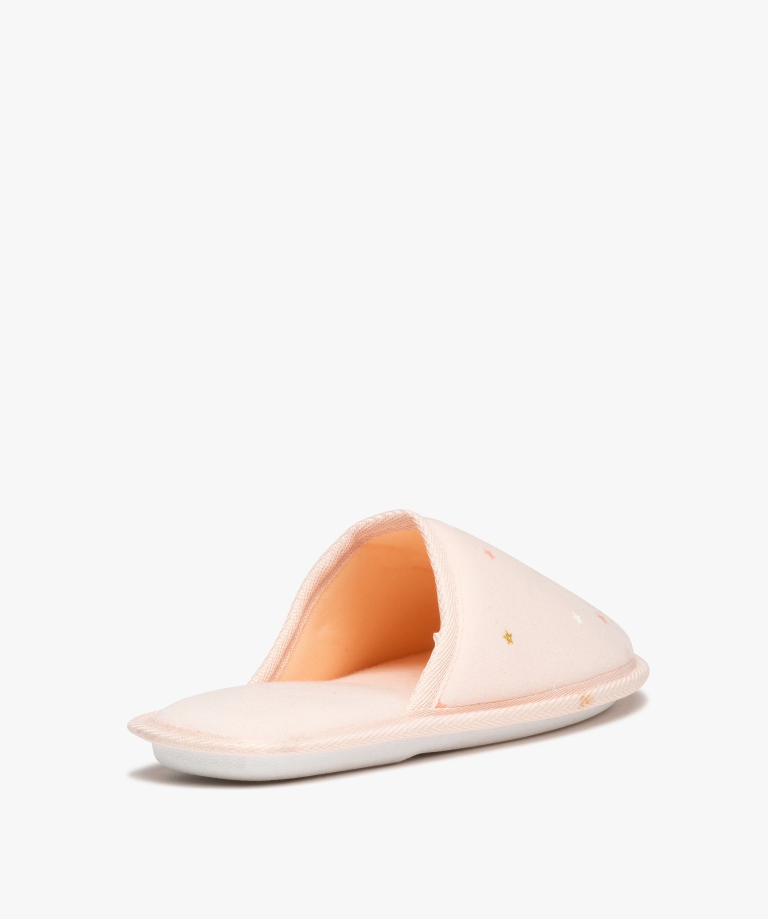 Chaussons femme mules plates en jersey à motifs étoilés rose | GEMO