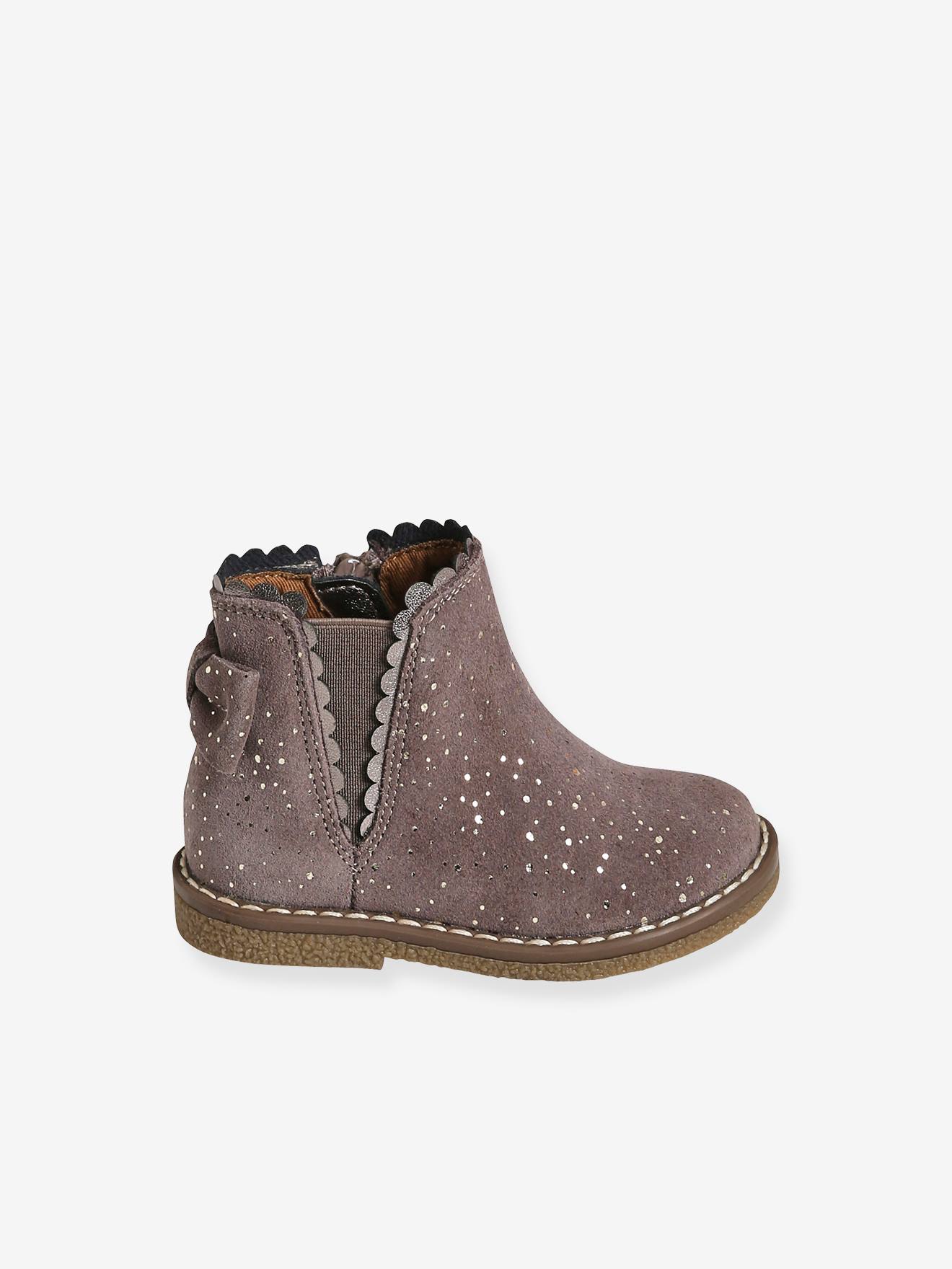 Boots cuir bébé fille élastiqués bleu marine