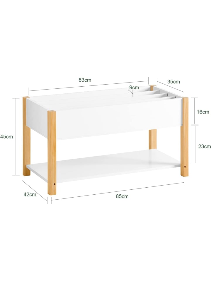 SoBuy Bücherregal in Weiß/ Braun - (B)85 x (H)45 x (T)42cm günstig kaufen onesize