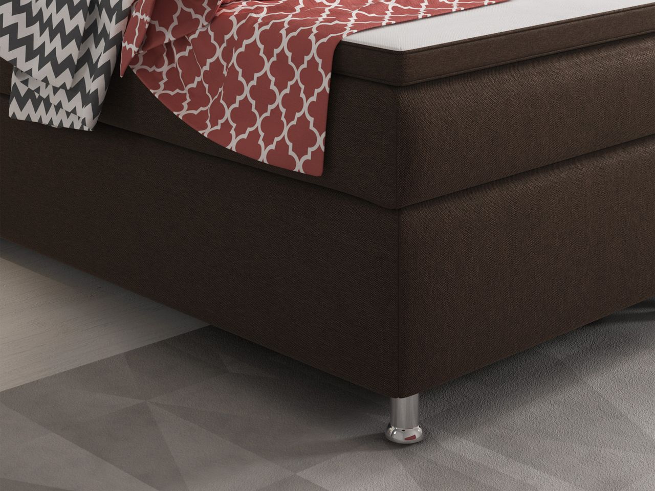 IHG Boxspringbett King Size 180x200 cm Webstoff Braun