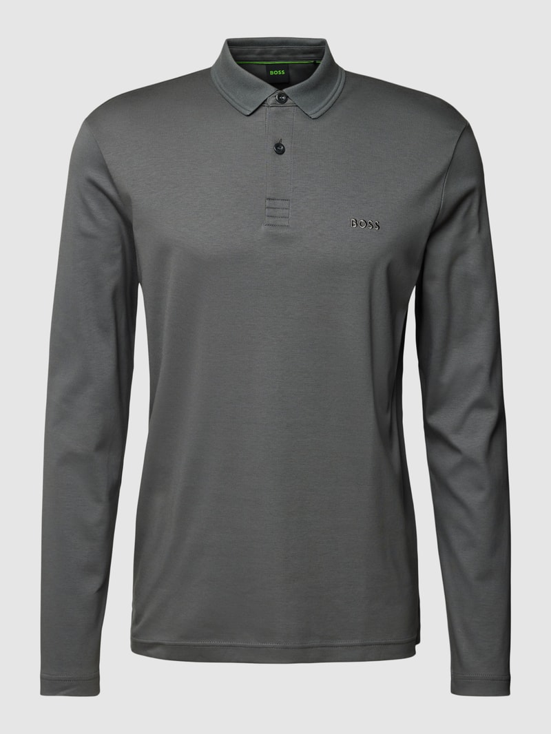 Poloshirt mit Label-Stitching Modell 'PIROL' in dunkelgrau