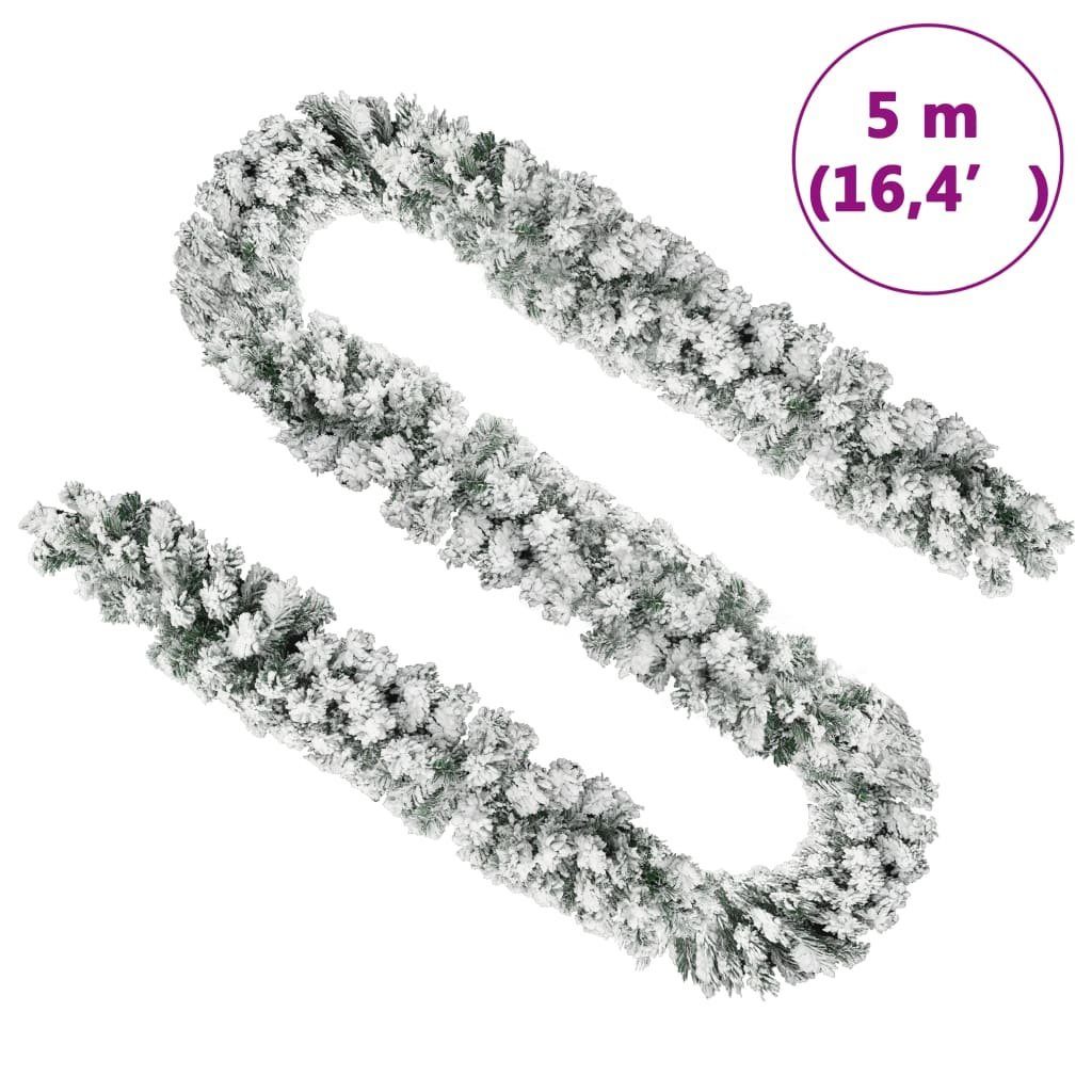 vidaXL Christbaumschmuck Weihnachtsgirlande mit Schnee Grün 5 m PVC (1-tlg)