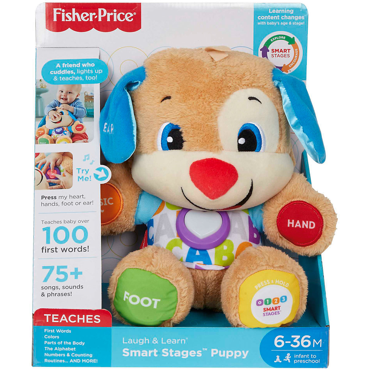 Fisher-Price Lernspaß Hündchen, Baby-Spielzeug mit Musik, Kuscheltier, Lernspielzeug