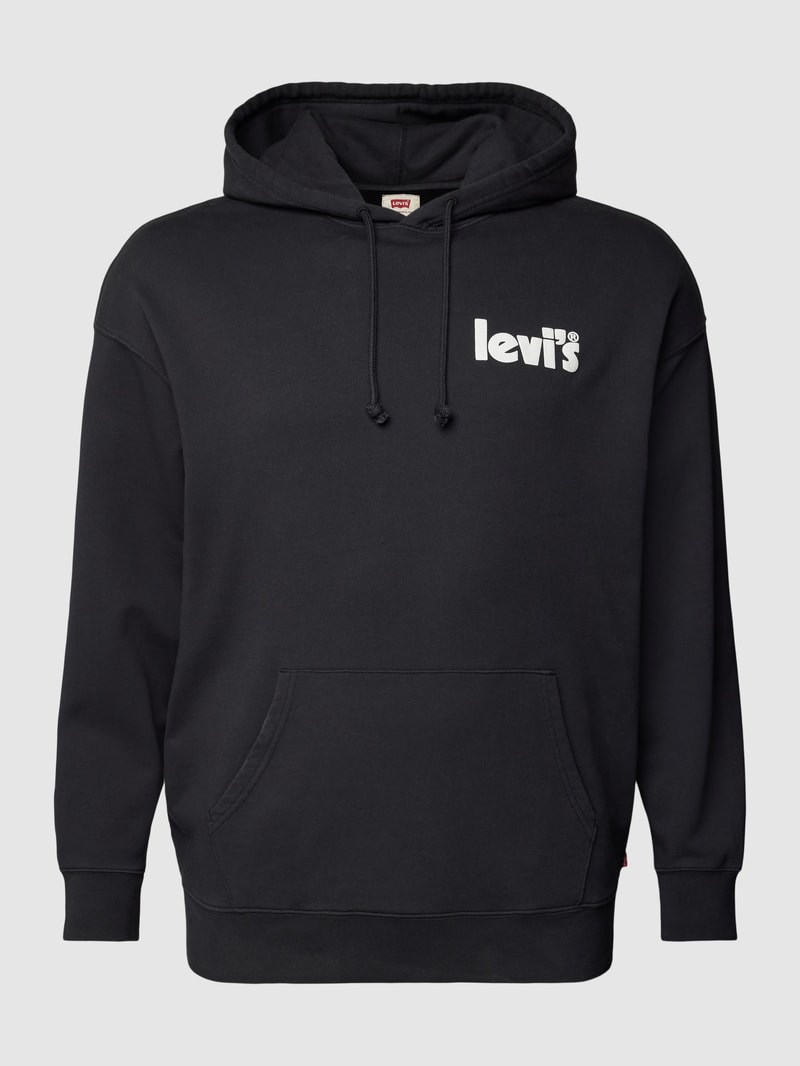 PLUS SIZE Relaxed Fit Hoodie mit Label-Print in schwarz