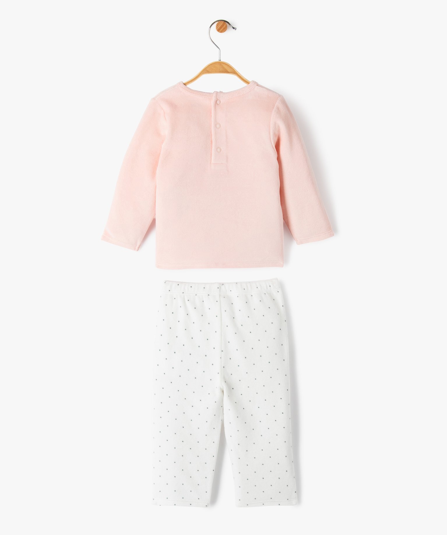 Pyjama en velours 2 pièces dépareillées bébé rose | GEMO