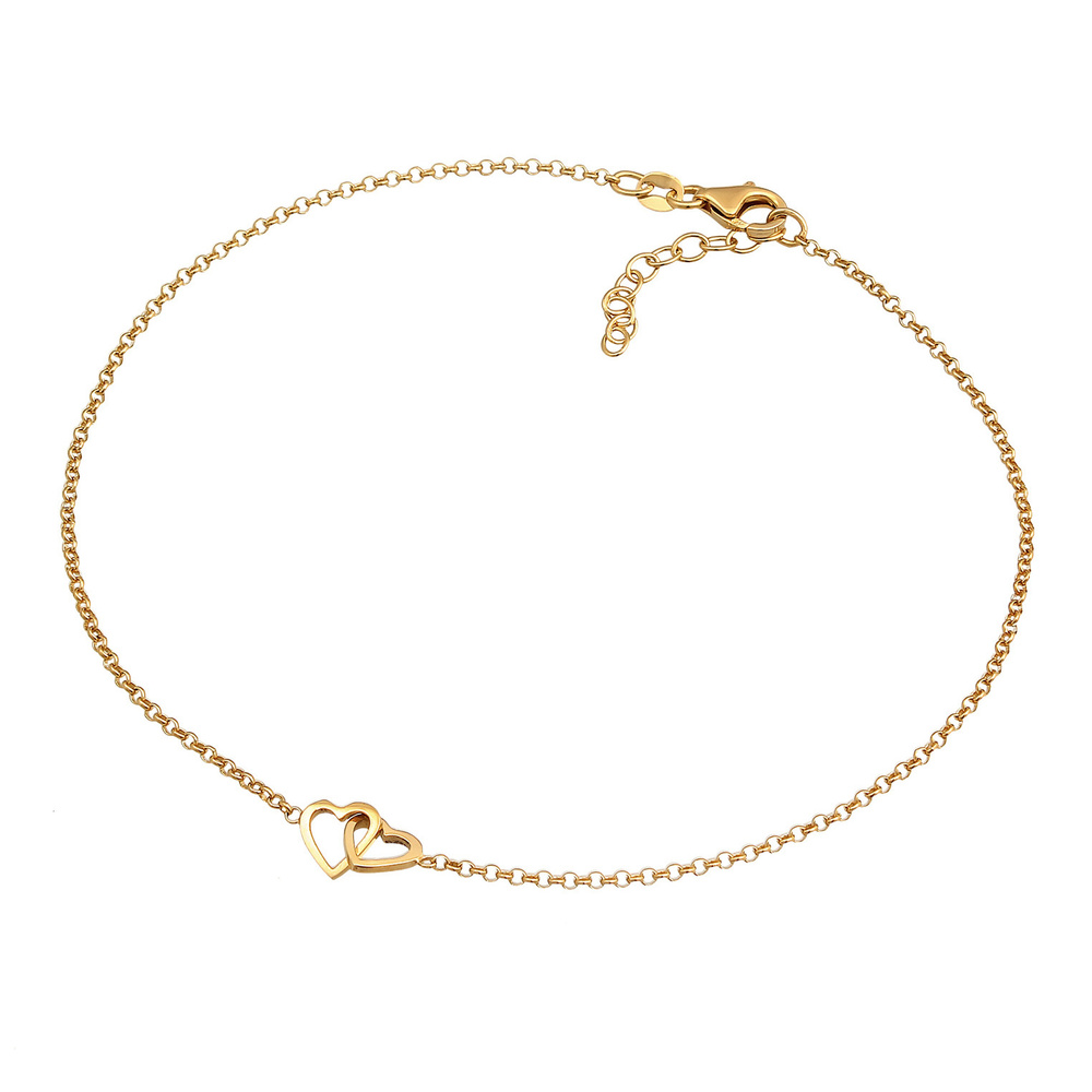 Elli Elli Bracelet de Cheville Coeur Bracelet Femme - (925/1000) Argent Bijoux