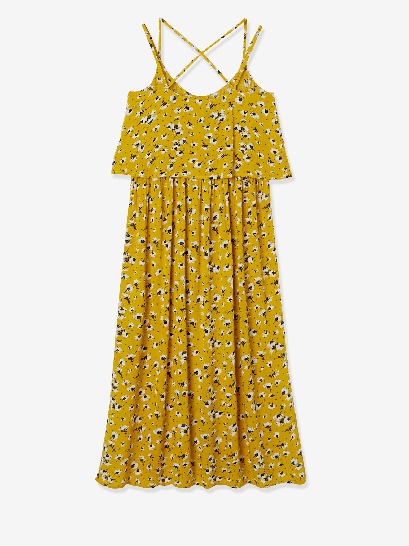 Vertbaudet Maxikleid für die Schwangerschaft, zweilagig - gelb geblümt