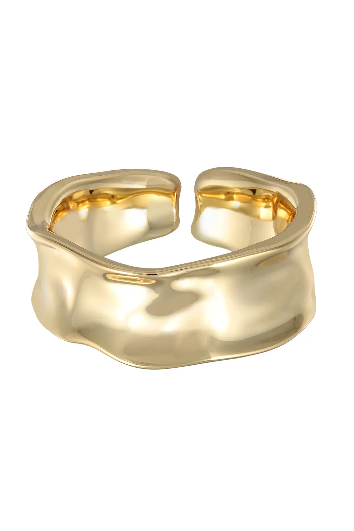 ELLI  Ring Bandring Offen Struktur Farbe Gold für Damen