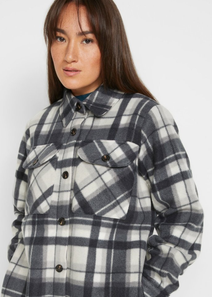 Kariertes Long-Shacket, gefüttert