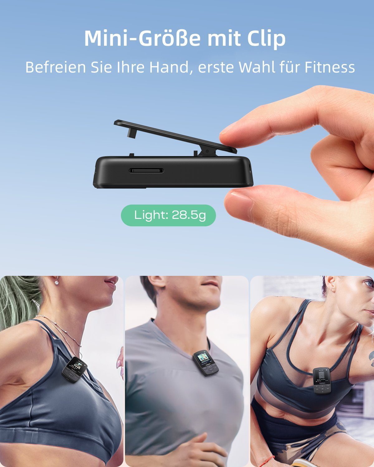 Yoton 16+64GB MP3-Player (16 GB, Sport Musik Player mit FM Radio, Tonbandgerät, E-Book)