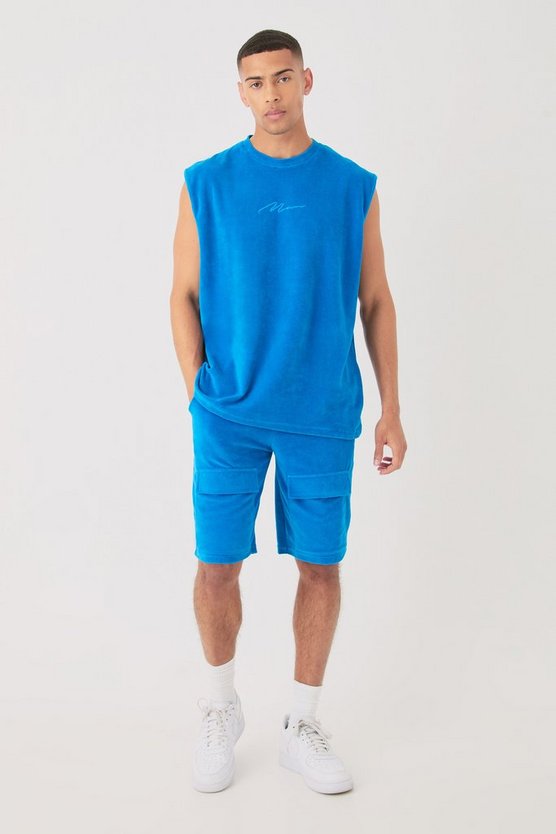 Man Velour Oversize Tanktop & Shorts Set