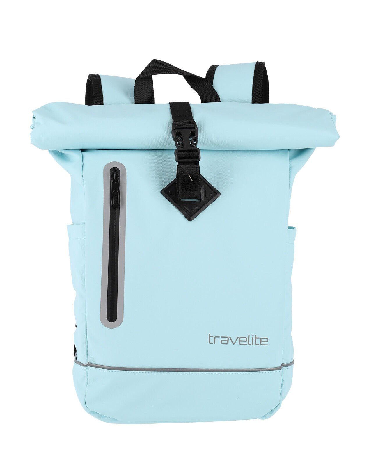 travelite Fahrradrucksack Basics Rollup Rucksack, wasserfester Kurierrucksack, aus Planenmaterial, mit Reflektoren