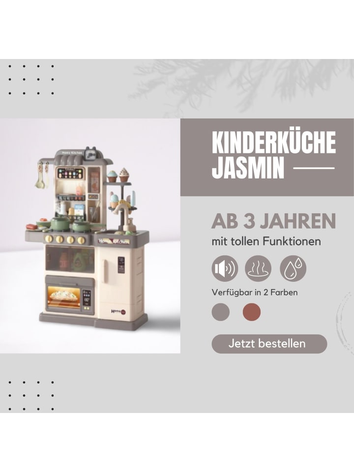 Coemo Kinderküche Jasmin Spielküche mit viel Zubehör - ab 3 Jahren in Grau günstig kaufen onesize