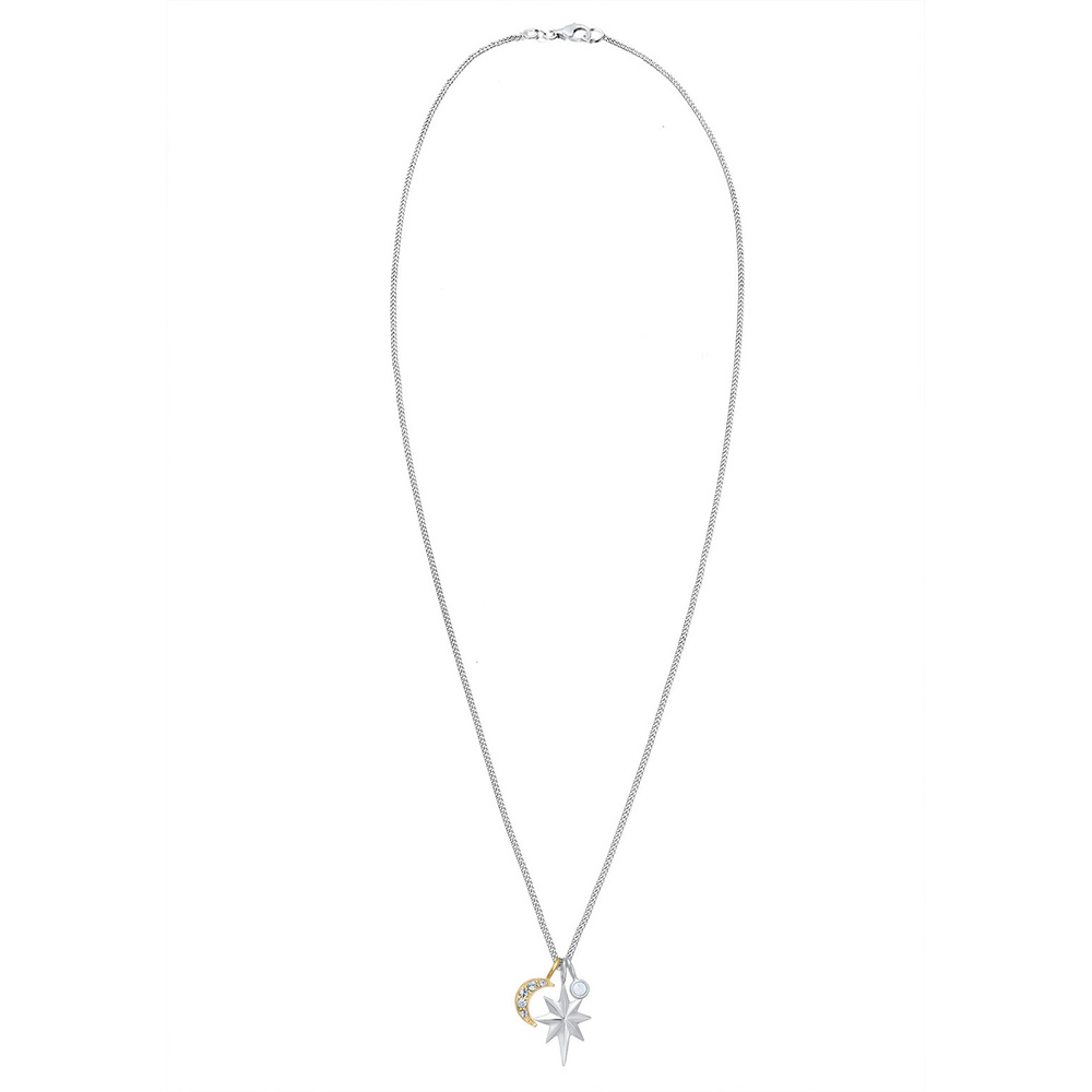 Elli Elli Collier Femme Lunaire des Étoiles es avec Cristaux en Argent Sterling 925 collier