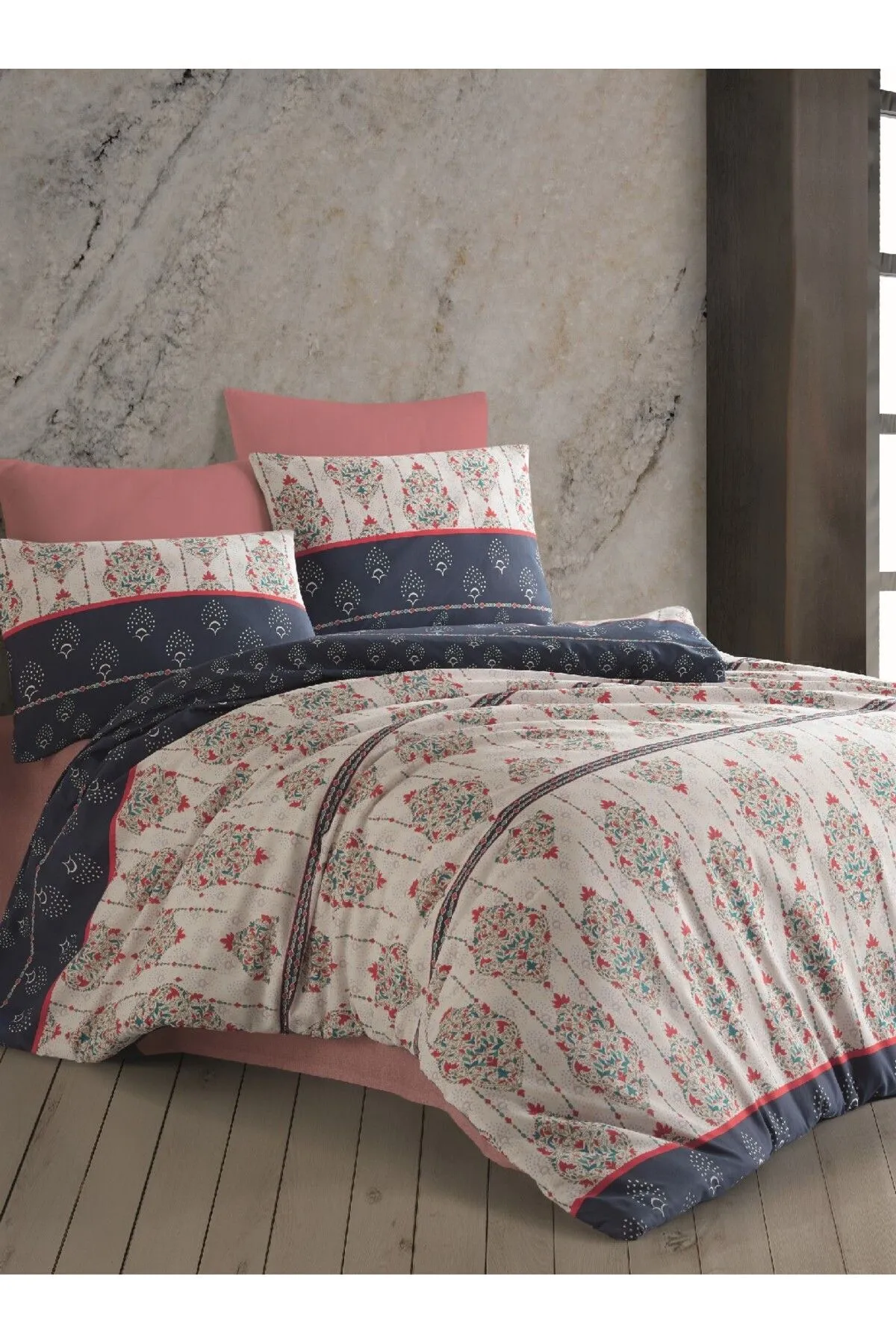 Güvenal  Doppelbett-Bettbezug-Set mit elastischen Laken | Bettwäsche-Set| Mitgift-Bettwäsche-Set|