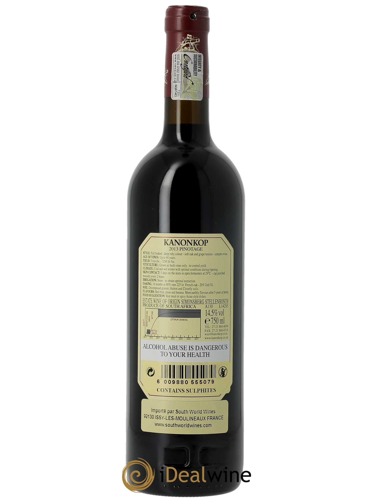 Stellenbosch Kanonkop Pinotage  2013 - Lot de 1 Bouteille