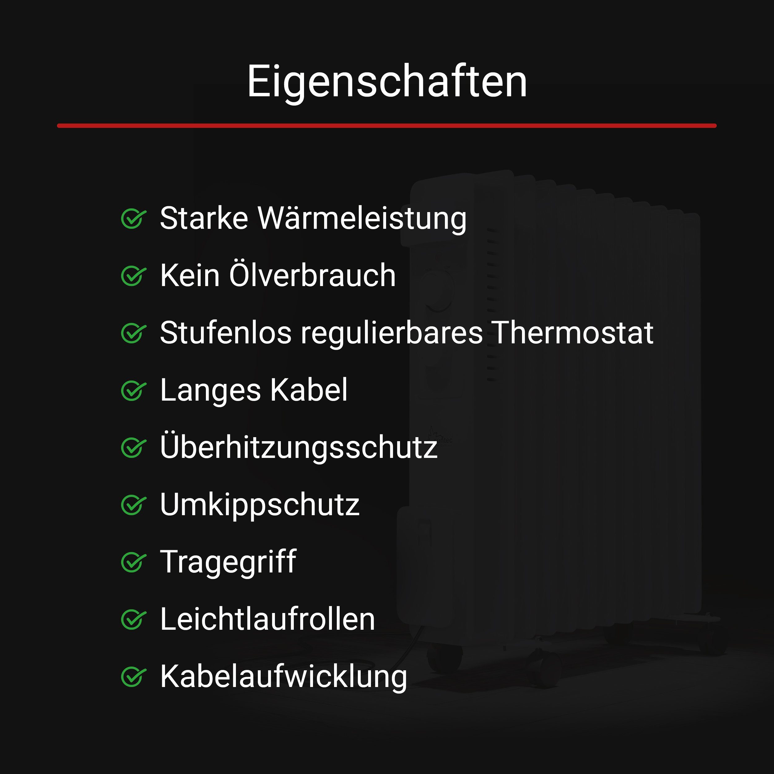 Suntec Wellness Ölradiator Hot Safe Pro 2500 heater ultra power, 2500 W, Mobiler Heizer, 3 Heizstufen, 11 Lamellen, 32 m²/75 m³