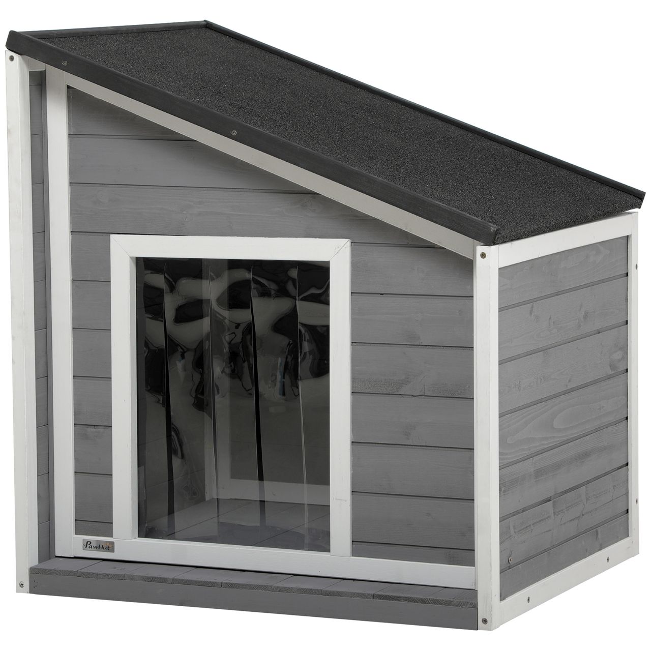 PawHut Hundehütte, Tannenholz, Hundehaus, Kleintierhaus mit Asphaltdach, Outdoor