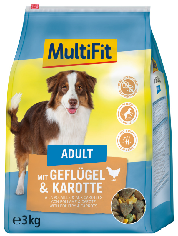 MultiFit Hundetrockenfutter MultiFit Adult mit Geflügel & Karotte 3 kg