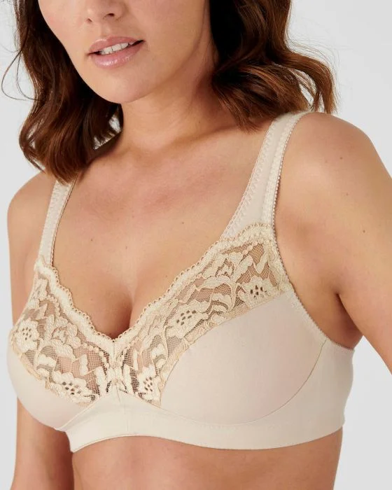 Soutien-gorge grand maintien, coton et dentelle