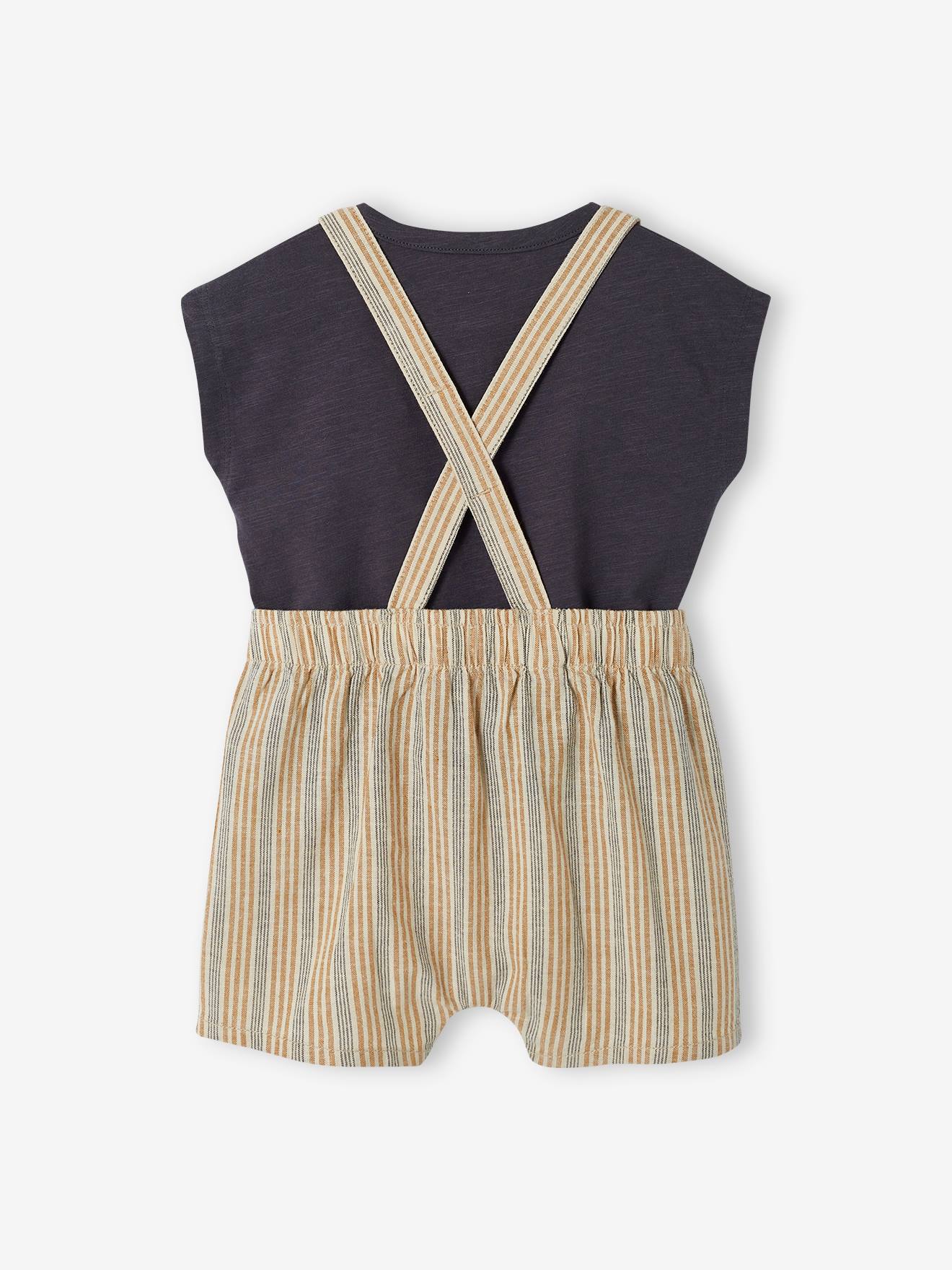 Vertbaudet Baby-Set: T-Shirt & Latzhose - wollweiß